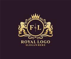 modèle de logo de luxe royal de lion de lettre fl initiale dans l'art vectoriel pour le restaurant, la royauté, la boutique, le café, l'hôtel, l'héraldique, les bijoux, la mode et d'autres illustrations vectorielles.