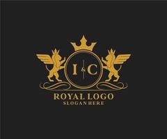 initiale ic lettre Lion Royal luxe héraldique, crête logo modèle dans vecteur art pour restaurant, royalties, boutique, café, hôtel, héraldique, bijoux, mode et autre vecteur illustration.