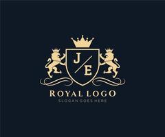 initiale je lettre Lion Royal luxe héraldique, crête logo modèle dans vecteur art pour restaurant, royalties, boutique, café, hôtel, héraldique, bijoux, mode et autre vecteur illustration.