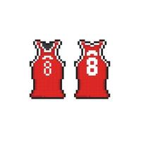 panier rouge Jersey dans pixel art style vecteur