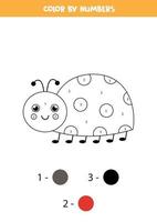 coccinelle de dessin animé de couleur par numéros. feuille de calcul pour les enfants. vecteur