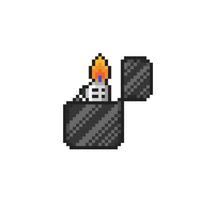 briquet à gaz dans le style pixel art vecteur