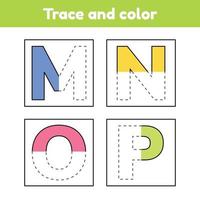 tracez des lettres pour les enfants de maternelle et d'âge préscolaire. Écrire et colorier. vecteur