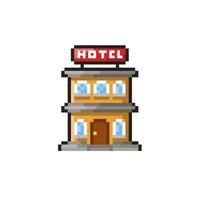 Hôtel bâtiment dans pixel art style vecteur