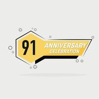 91e ans anniversaire logo vecteur conception avec Jaune géométrique forme avec gris Contexte