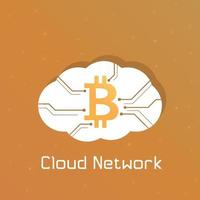 Icône de concept de réseau bitcoin cloud. vecteur