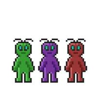 extraterrestre avec différent Couleur dans pixel art style vecteur