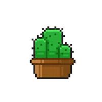 cactus dans le pot avec pixel art style vecteur