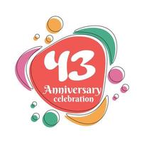 43e anniversaire fête logo coloré conception avec bulles sur blanc Contexte abstrait vecteur illustration