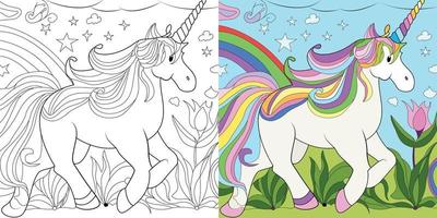 coloration pages Licorne pour des gamins vecteur