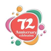 72e anniversaire fête logo coloré conception avec bulles sur blanc Contexte abstrait vecteur illustration