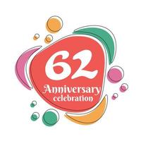 62e anniversaire fête logo coloré conception avec bulles sur blanc Contexte abstrait vecteur illustration