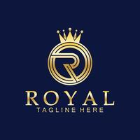 r initiale Royal couronne logo. Royal, roi, reine luxe symbole. Police de caractère emblème. vecteur