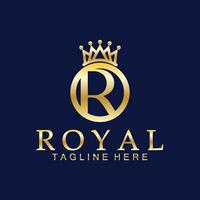 r initiale Royal couronne logo. Royal, roi, reine luxe symbole. Police de caractère emblème. vecteur