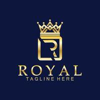 r initiale Royal couronne logo. Royal, roi, reine luxe symbole. Police de caractère emblème. vecteur