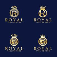 r initiale Royal couronne logo. Royal, roi, reine luxe symbole. Police de caractère emblème. vecteur