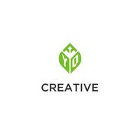 yq monogramme avec feuille logo conception des idées, Créatif initiale lettre logo avec Naturel vert feuilles vecteur