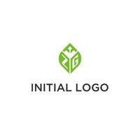 zg monogramme avec feuille logo conception des idées, Créatif initiale lettre logo avec Naturel vert feuilles vecteur