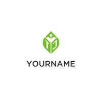 tj monogramme avec feuille logo conception des idées, Créatif initiale lettre logo avec Naturel vert feuilles vecteur