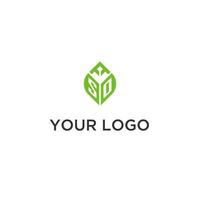 donc monogramme avec feuille logo conception des idées, Créatif initiale lettre logo avec Naturel vert feuilles vecteur
