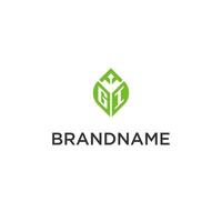 gi monogramme avec feuille logo conception des idées, Créatif initiale lettre logo avec Naturel vert feuilles vecteur