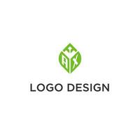 hache monogramme avec feuille logo conception des idées, Créatif initiale lettre logo avec Naturel vert feuilles vecteur
