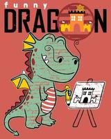 marrant dragon dessin animé dessin une Château dans Toile vecteur
