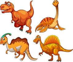 ensemble de personnage de dessin animé de dinosaure orange vecteur