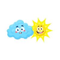 dessin animé nuage et Soleil temps vecteur personnages