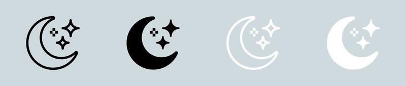 lune icône ensemble dans noir et blanche. croissant panneaux vecteur illustration.