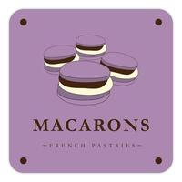 Facile macaron fait maison, macaron magasin et boulangerie, Pâtisserie logo, insignes, Étiquettes, Icônes et panneaux. vecteur