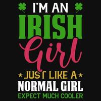 irlandais en buvant irlandais fille irlandais St patrick journée T-shirt conception vecteur