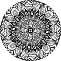 adulte coloration page avec fleurs modèle. noir et blanc griffonnage couronne. floral mandala. bouquet ligne art vecteur illustration isolé sur blanc Contexte. rond conception élément