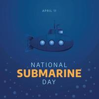 nationale sous-marin journée. sous-marin journée plat vecteur illustration. sous-marin mer illutration avec bulle.