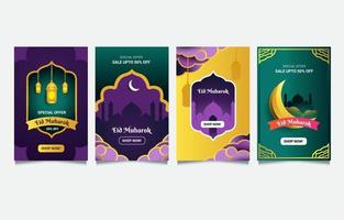 ensemble de cartes de vente eid mubarak vecteur