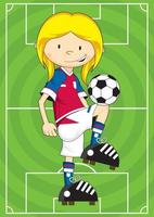 mignonne dessin animé fille Football football joueur - des sports illustration vecteur