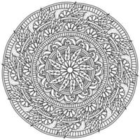 mandala avec Pâques lapin dans feuilles et fleurs, coloration page pour vacances activité vecteur