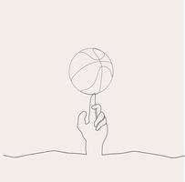 minimaliste basketball ligne art, Balle Jeu contour dessin, sport illustration, vecteur joueur