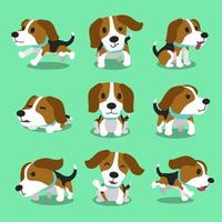 Poses de chien beagle de personnage de dessin animé vecteur