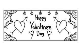 main dessin valentines journée conception vecteur noir et blanc