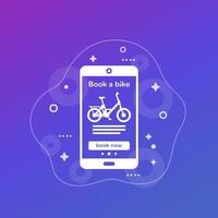 réserver une application de vélo, icône de vecteur