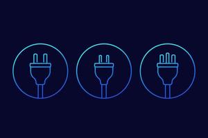 icônes de prises électriques, vecteur linéaire