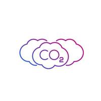 CO2, émissions de carbone, icône de ligne de vecteur de gaz