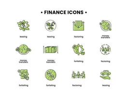 vecteur la finance illustration. forfaitage Icônes ensemble, location, l'affacturage, argent les transferts