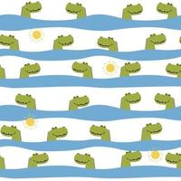 sans couture mignonne dessin animé crocodile tête avec bande vecteur