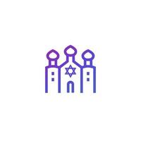 synagogue sur blanc, icône de la ligne vecteur