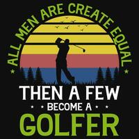 golfeur ou le golf en jouant millésimes T-shirt conception vecteur