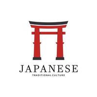 Japonais torii porte logo conception vecteur illustration modèle