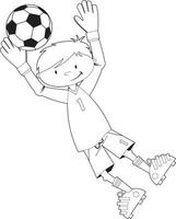 mignonne dessin animé Football football gardien de but ligne art - des sports illustration vecteur