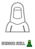 ciseaux compétence page avec musulman femme pour des gamins vecteur